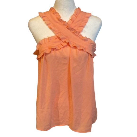 J. Crew Tops - J. Crew Dress Tank. Size 4. Adorable ruffle straps. Cross-cross front. Peach.